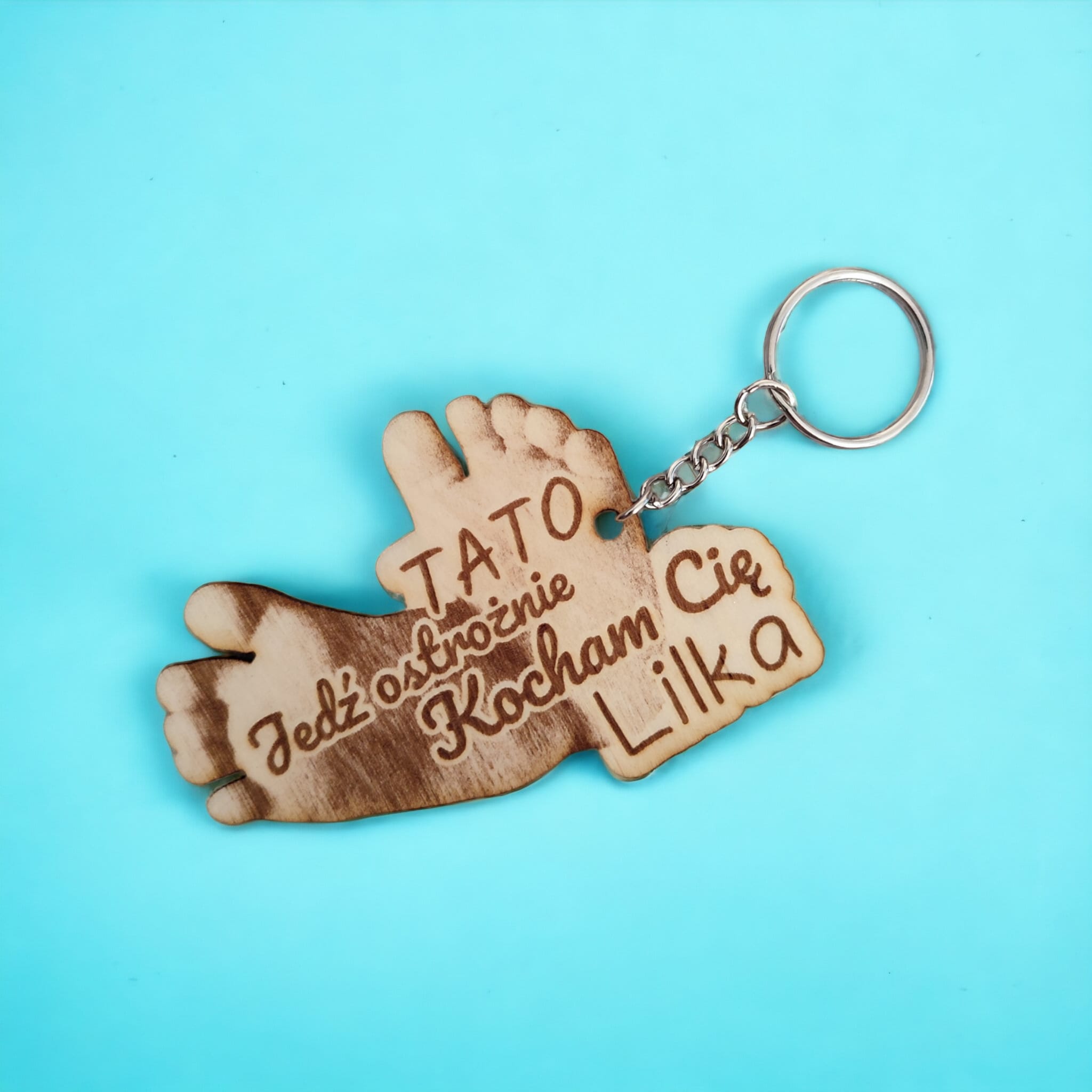 Brelok dla Taty - stopy - personalizowany
