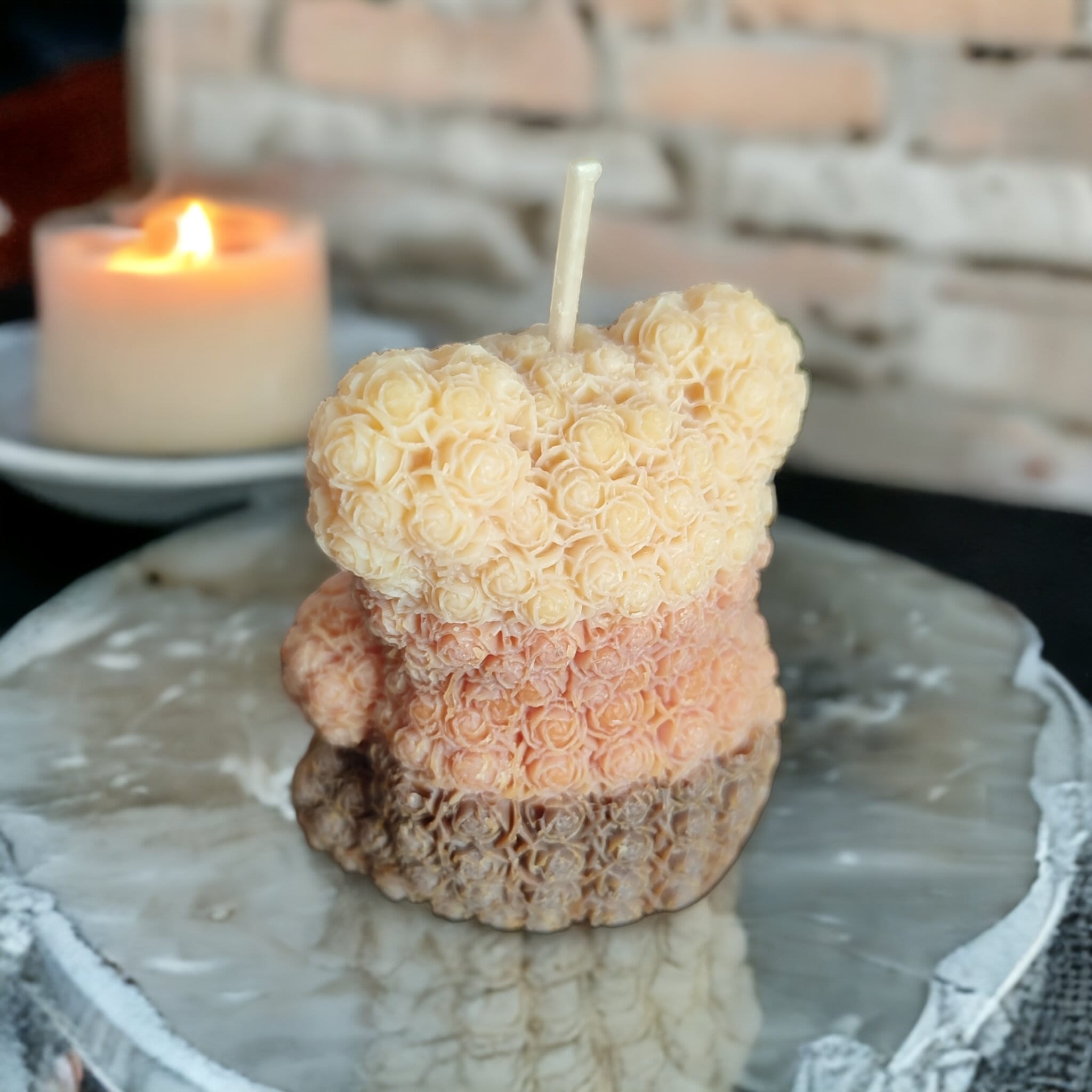 Świeca sojowa kwiatowy miś z sercem - różne kolory i zapachy - obrazek 4