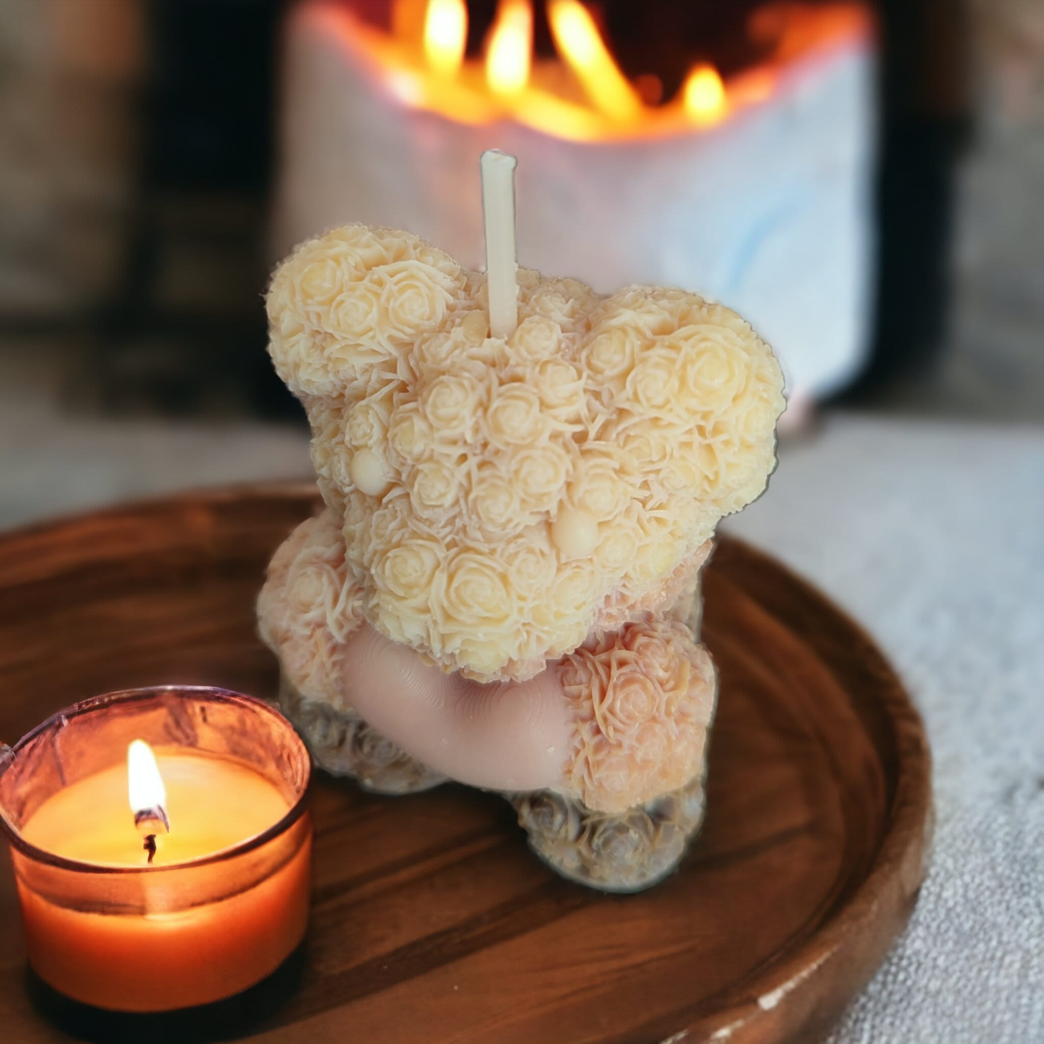 Świeca sojowa kwiatowy miś z sercem - różne kolory i zapachy - obrazek 3