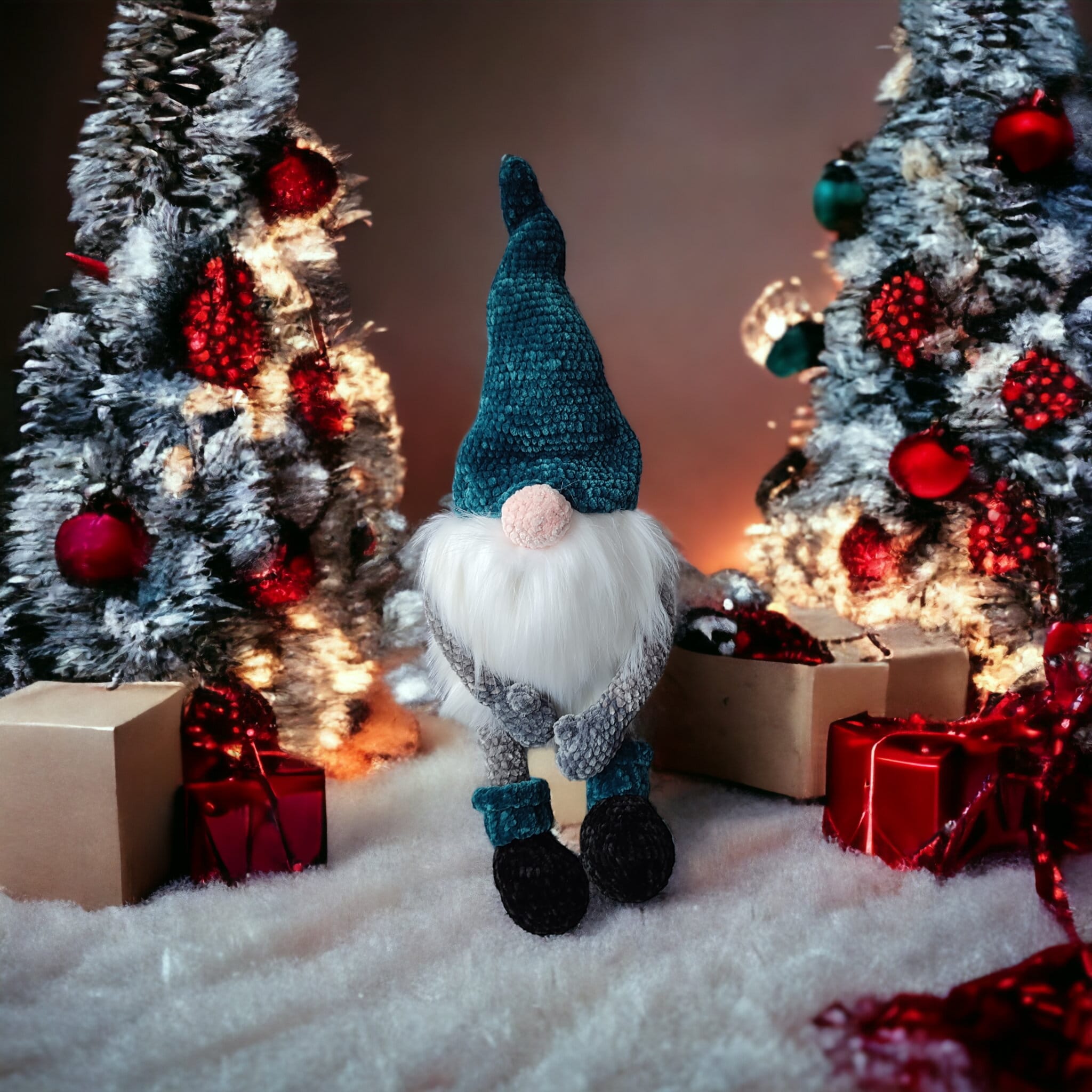 Skrzat Gnom Krasnal na szydełku - duży