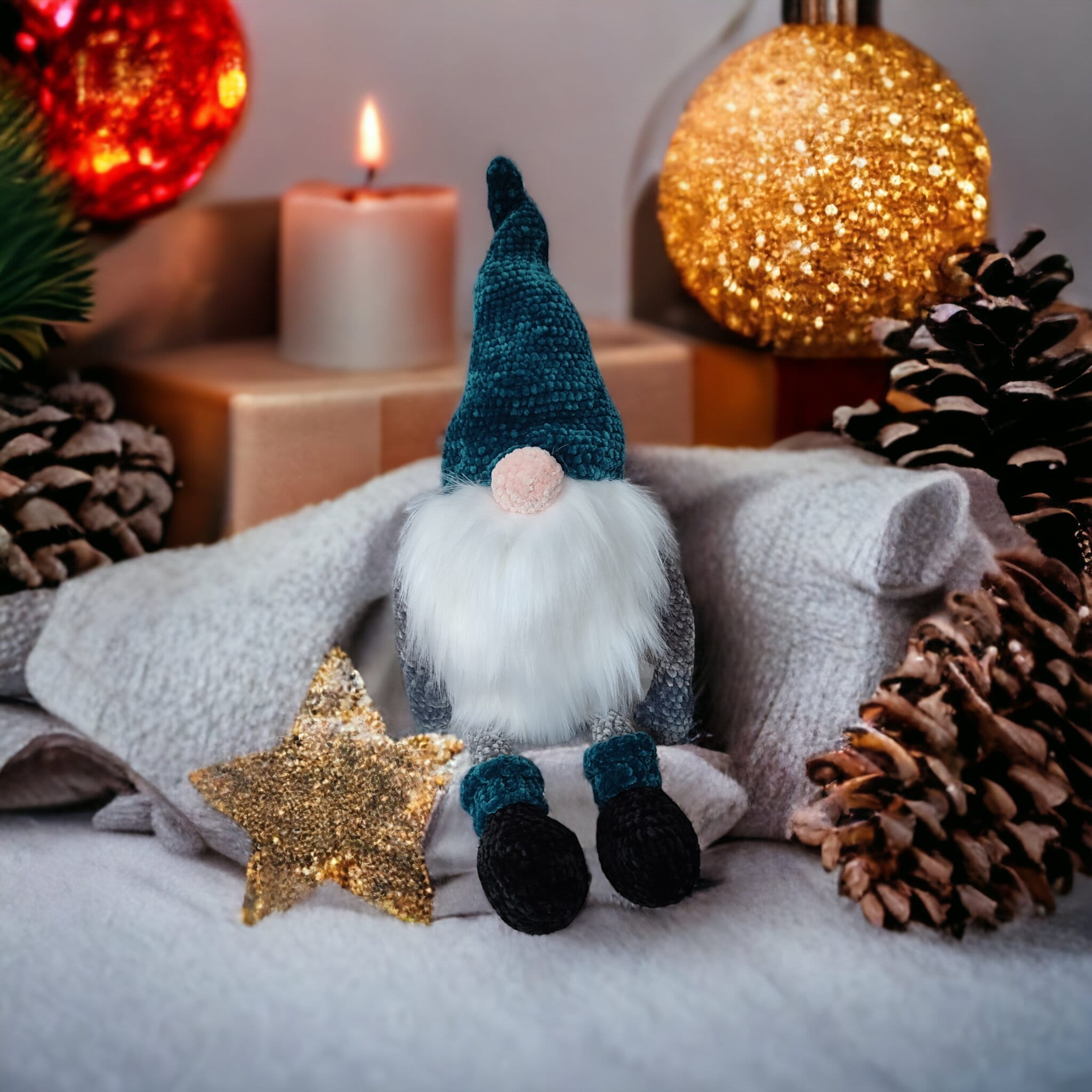 Skrzat Gnom Krasnal na szydełku - duży - obrazek 4