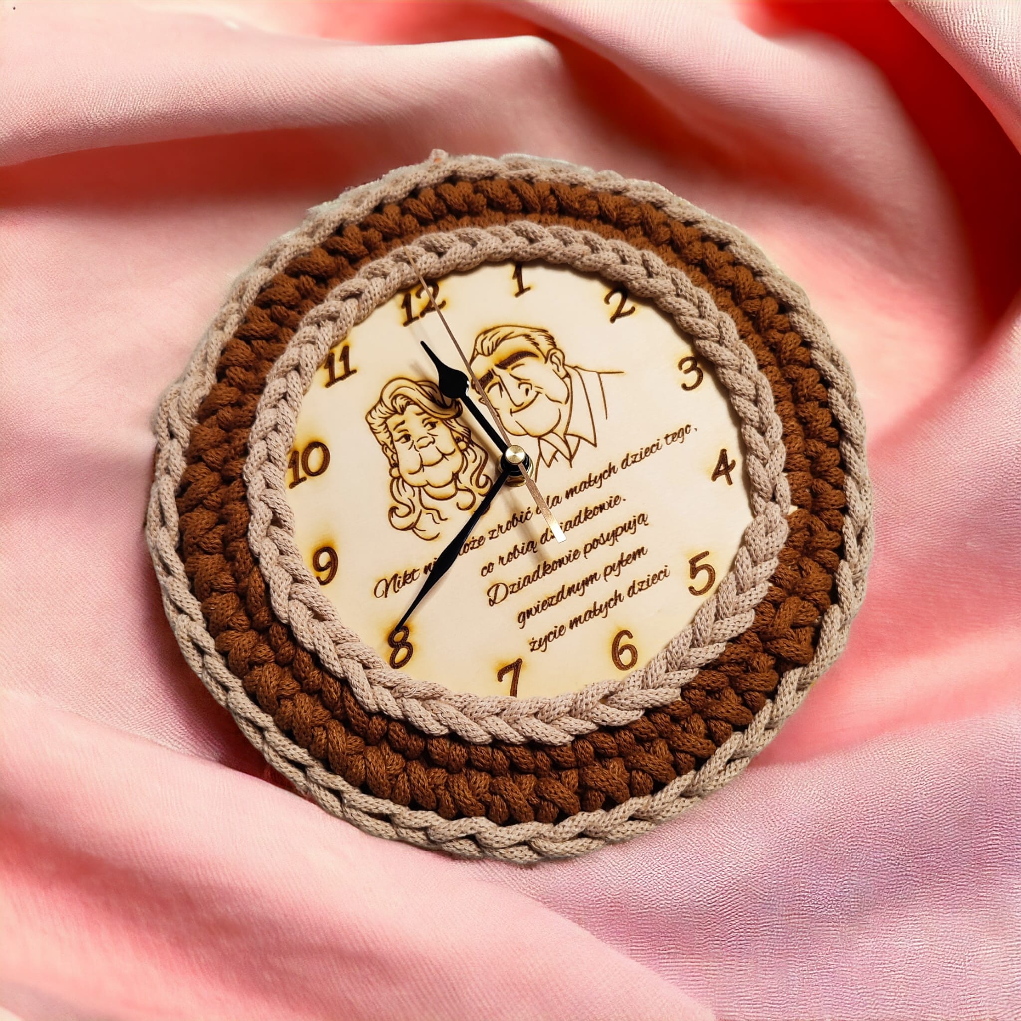 Zegar na ścianę dla Babci i Dziadka ze sklejki i sznurka - obrazek 4