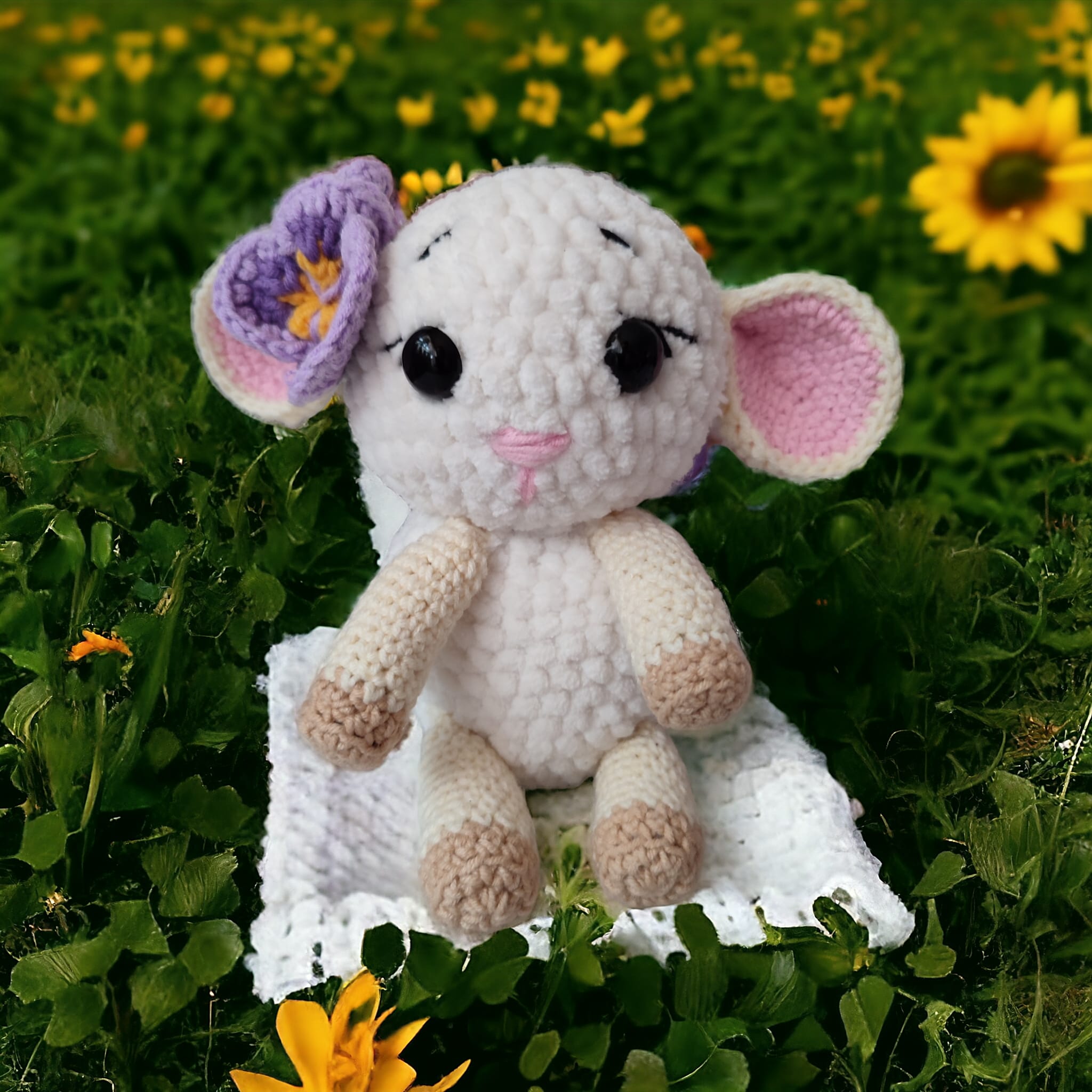 Owieczka baranek na szydełku siedzący - różne warianty - obrazek 3