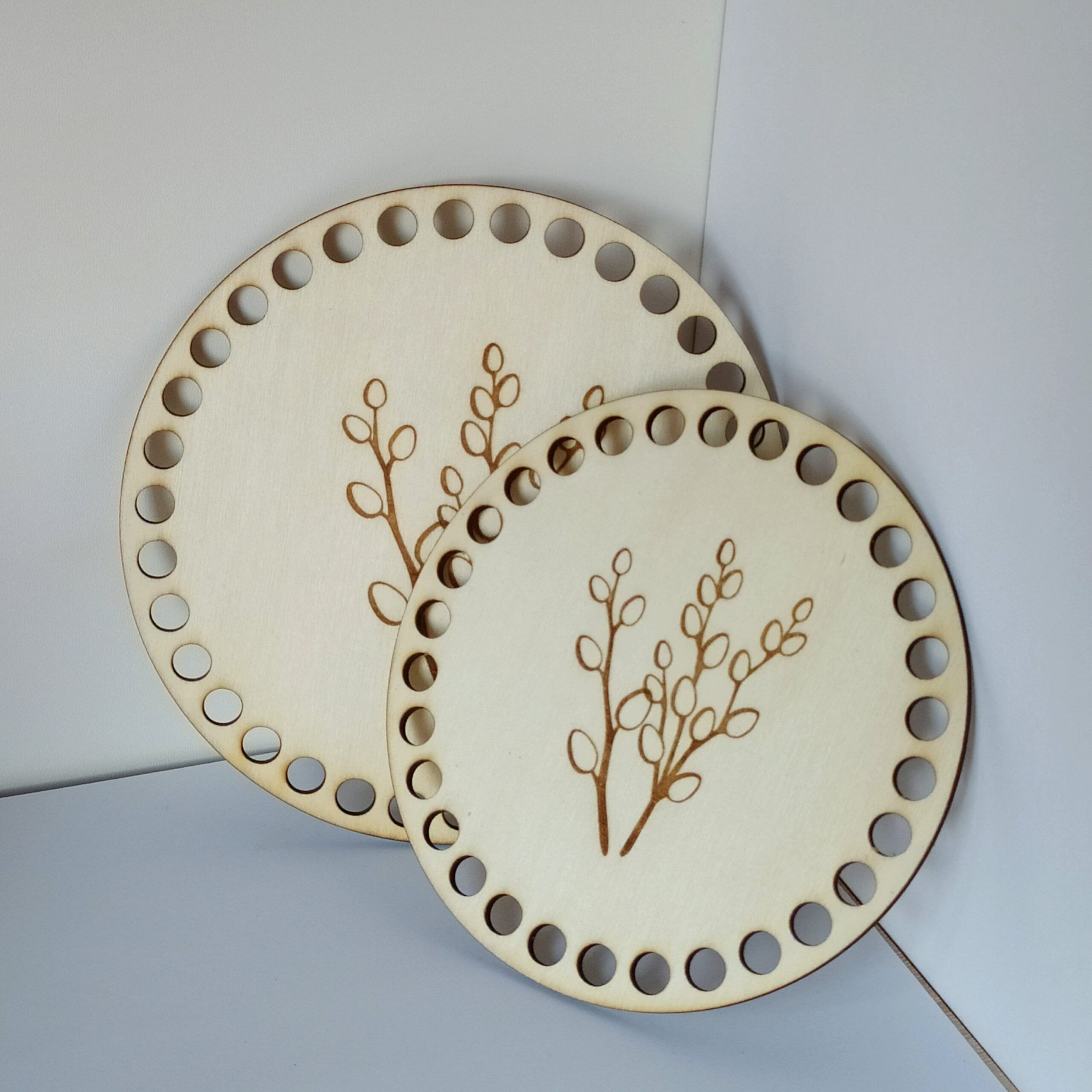 Baza okrągła ze sklejki do koszyka pojemnika na szydełku - różne wzory i rozmiary